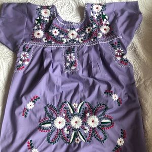 Lavender embroidered Fiesta Dress made in Mexico